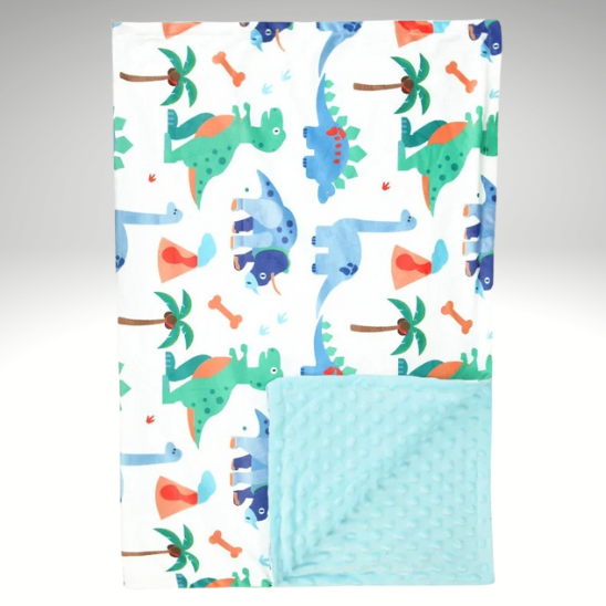 couverture bébé dinosaure bleu