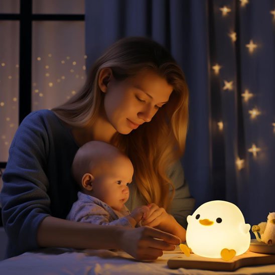 Veilleuse bébé maman amuse avec son prince