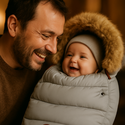 Chanceliere poussette gris famille heureuse