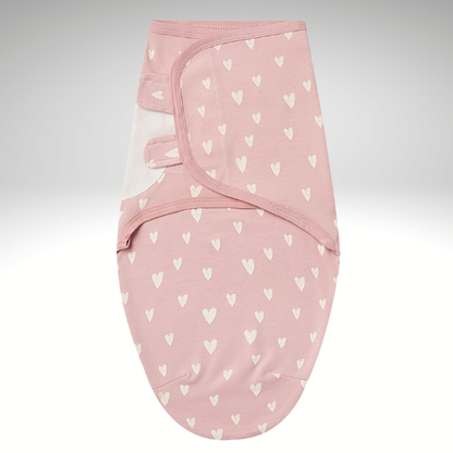 Couverture emmaillotage bebe coeur rose blanc