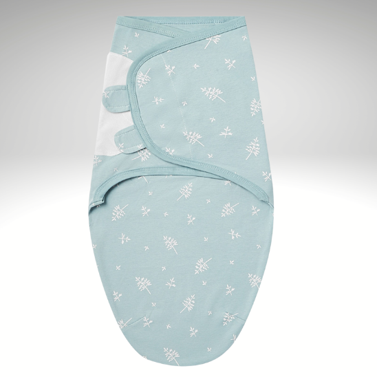 Couverture emmaillotage bebe feuilles vertes