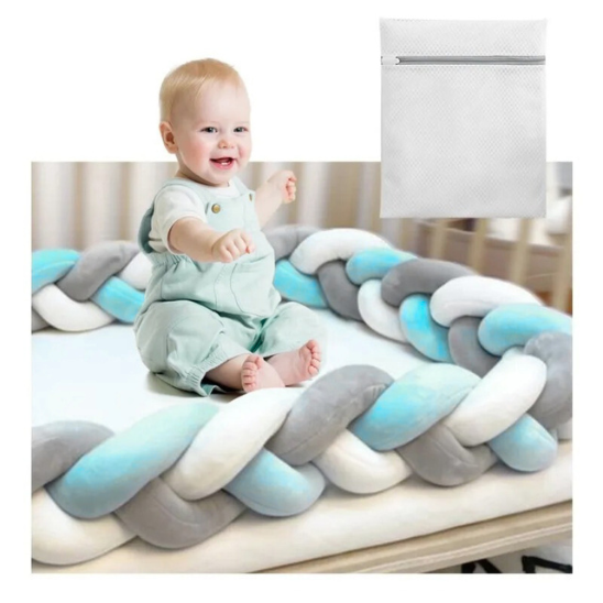 bebe tresse de lit vert gris blanc
