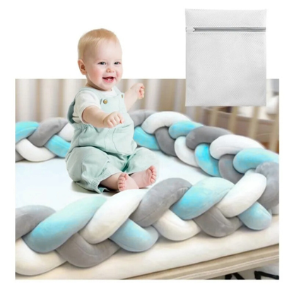 bebe tresse de lit vert gris blanc
