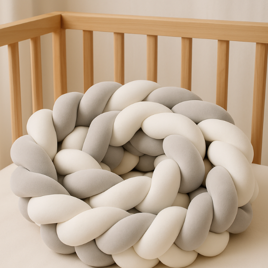 boule tresse de lit blanc gris gris fonce