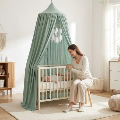 ciel de lit bebe pour prince mignon vert lac
