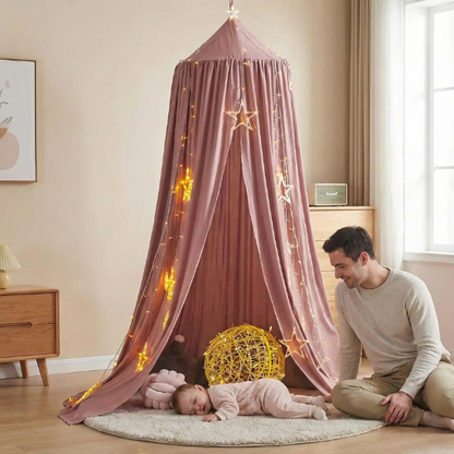 ciel de lit bebe protection anti insectes rose fort