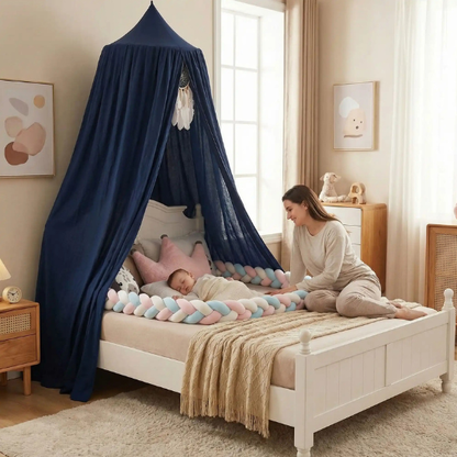 ciel de lit pour bebe bleu marine