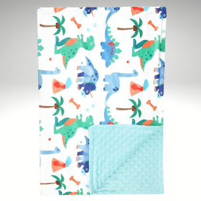 couverture bebe dinosaure bleu