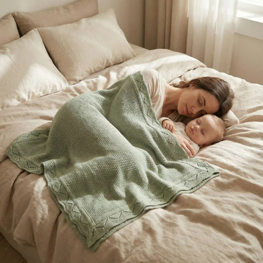 couverture bebe tricot mignon dans les calins parents