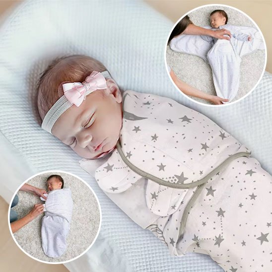 Couverture emmaillotage bebe etoile 