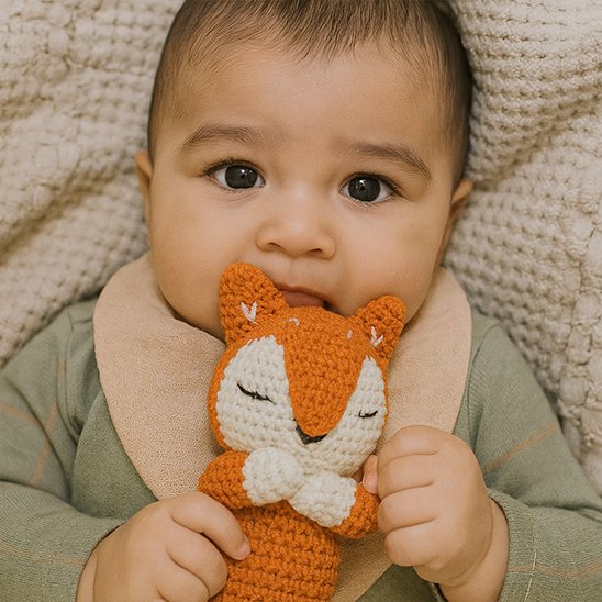 Doudou bebe petit renard jaune