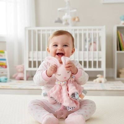 Doudou bebe petite mignonne avec lapin rose