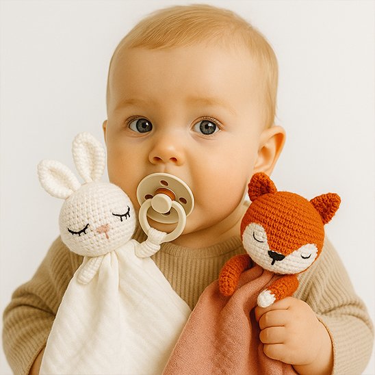 Doudou bebe renard orange petit lapin