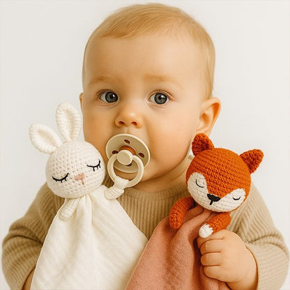 Doudou bebe renard orange petit lapin