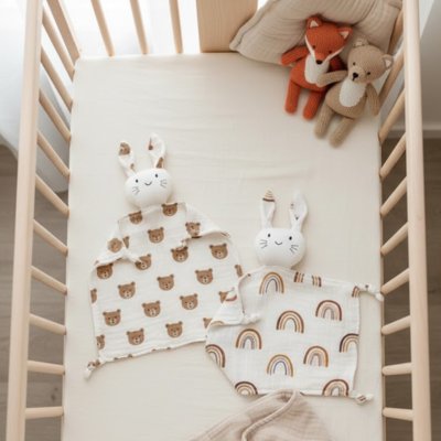 Doudou lapin arc en ciel tres doux