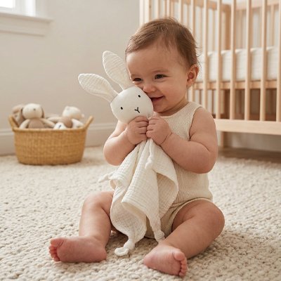 Doudou lapin blanc doux