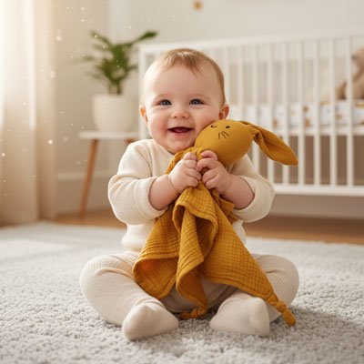 Doudou nassance bebe lapin orange câlin mignon