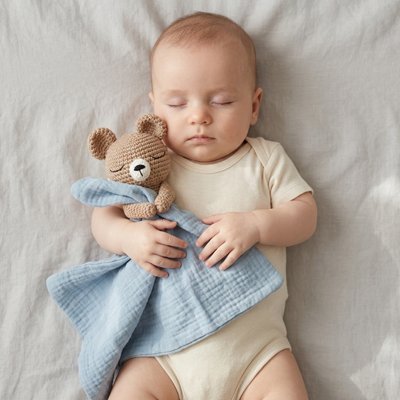 Doudou pour bébé bleu mignon endormi