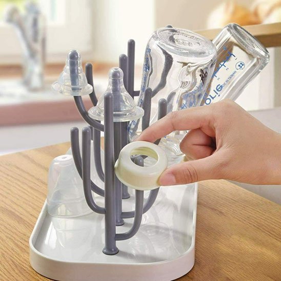 egouttoir biberon hygiene pratique cactus gris fonce