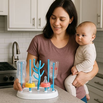 egouttoir biberon hygipratique bebe maman souriants