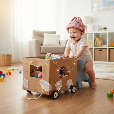 fillette souriante casque bebe protection legere ajustable