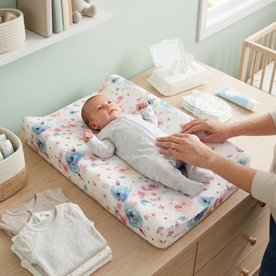 Housse matelas à langer style fleur