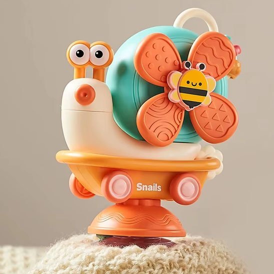 jouet pour bebe colore stimulant escargot orange