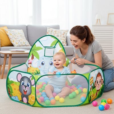 maman amuse avec son cœur piscine balle bebe colorplay