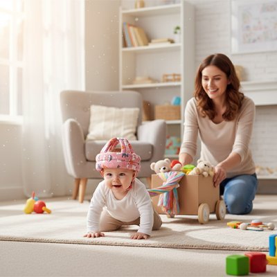 maman fillette souriantes casque bebe protection legere ajustable rose