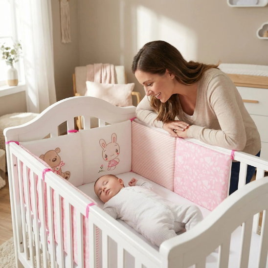 maman souriante avec son prince tour de lit