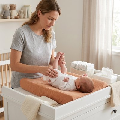 matelas a langer housse maman s'amuse avec son bambin