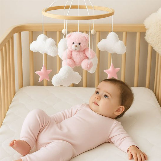 mobile musical pour bebe nuage blanc