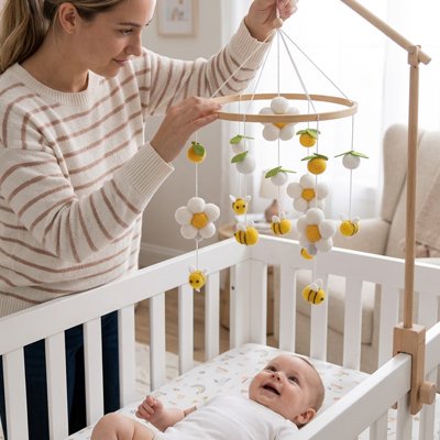 mobile pour lit bebe abeilles jaunes
