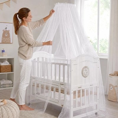 Moustiquaires lit bebe blanc