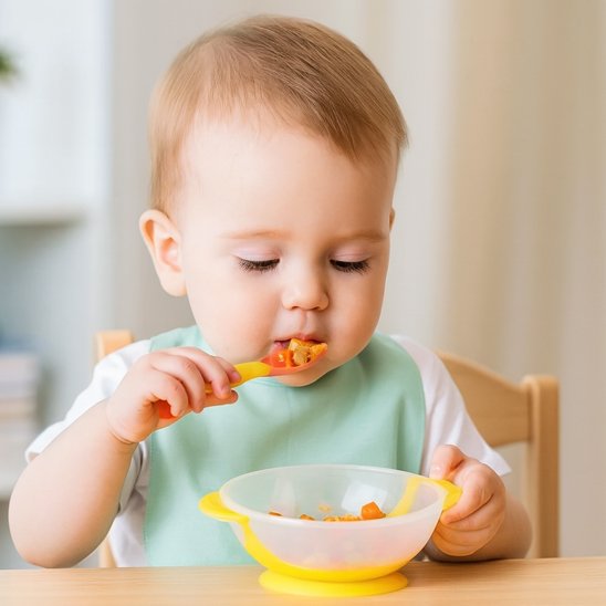 nourrisson apprend nourrire assiette bebe ventouse antiderapante