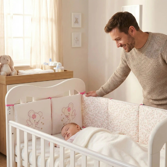TOUR DE LIT BEBE | Doux Coussins Ours Rose