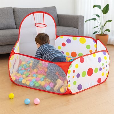 petit enfant joue piscine balle bebe colorplay rouge