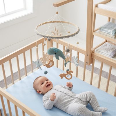 petit prince s'amuse avec son mobile bebe 