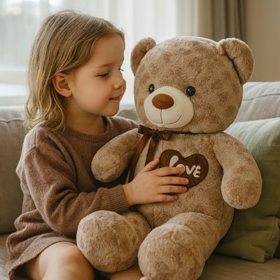 petite fille plein amour avec ours en peluche ultra doux