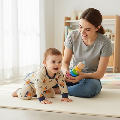 Pyjama bebe bleu maman heureuse