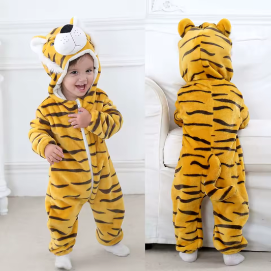 pyjama bebe garcon doux avec imprime animaux sauvages tigre