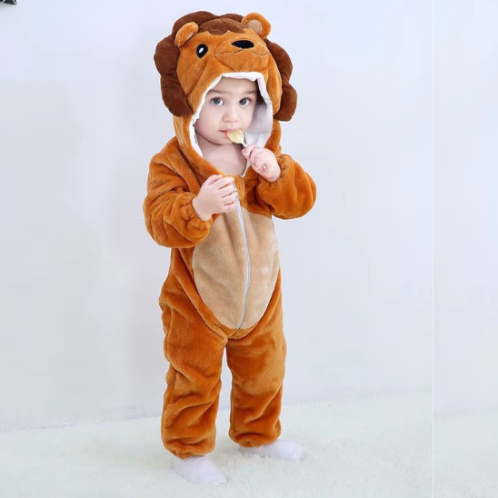 pyjama bebe garcon doux en forme petit lion avec capuche