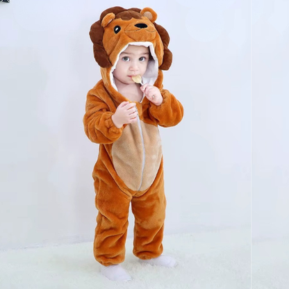 pyjama bebe garcon doux en forme petit lion avec capuche