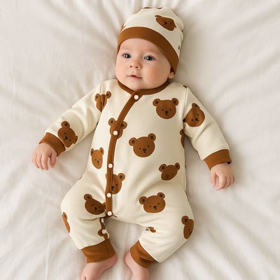 pyjama bebe garcon nounours marron