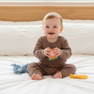 Pyjama bebe marron tète ourson 