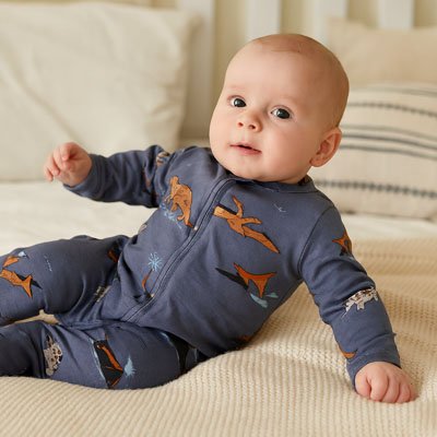 Pyjama bebe​ velour bleu dinosaure