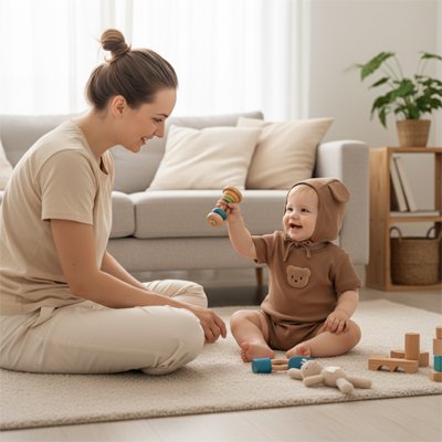 pyjama pour bébé garçon chocolat doux maman souriante 