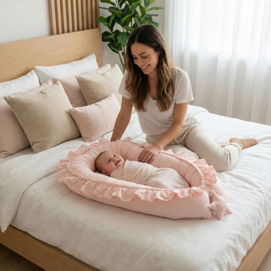 REDUCTEUR DE LIT BÉBÉ | Rose Dentelle Cocon