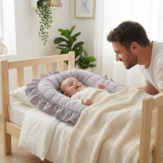 REDUCTEUR DE LIT BÉBÉ | Rose Dentelle Cocon