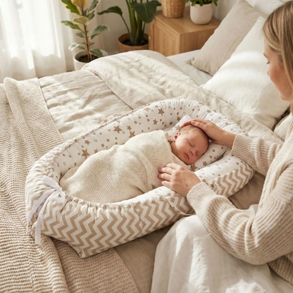 reducteur de lit bebe doux et securise pour mignon heureux maman contente